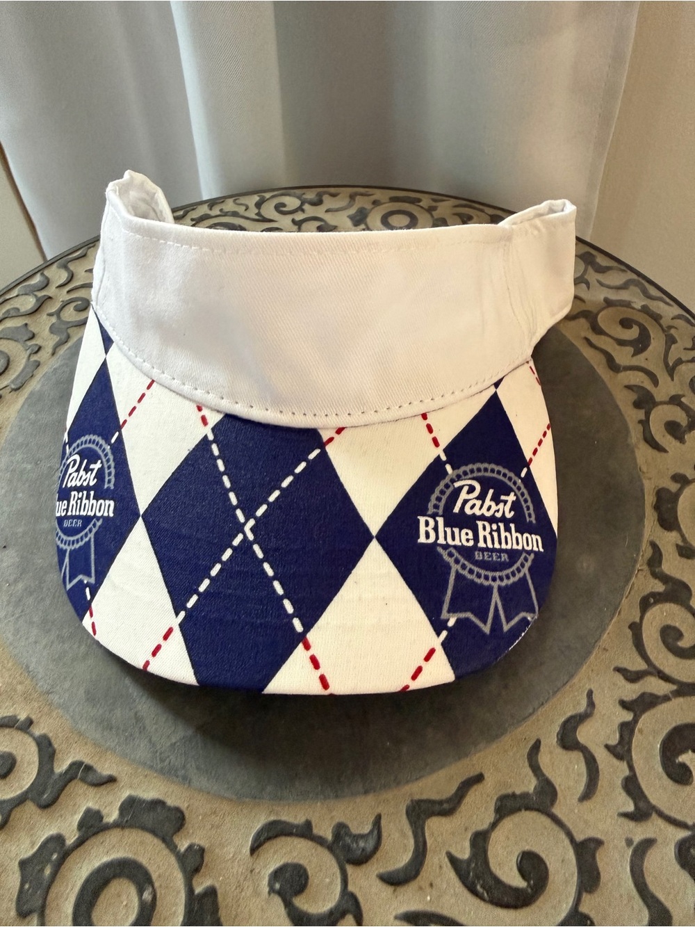 Pabst Blue Ribbon Argyle Golf Tennis Visor Red White Blue OS PBR